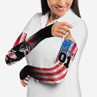 Personalized Motocross Rider Arm Sleeves with Distressed American Flag in Red White Blue Grunge Style - Wonder Print Shop