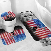Personalized Motocross Rider Bathroom Set with Distressed American Flag in Red White Blue Grunge Style - Wonder Print Shop