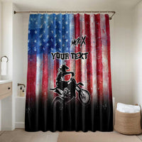 Personalized Motocross Rider Bathroom Set with Distressed American Flag in Red White Blue Grunge Style - Wonder Print Shop