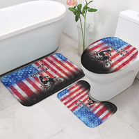 Personalized Motocross Rider Bathroom Set with Distressed American Flag in Red White Blue Grunge Style - Wonder Print Shop