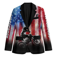 Personalized Motocross Rider Blazer with Distressed American Flag in Red White Blue Grunge Style - Wonder Print Shop