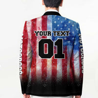 Personalized Motocross Rider Blazer with Distressed American Flag in Red White Blue Grunge Style - Wonder Print Shop