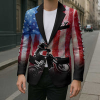 Personalized Motocross Rider Blazer with Distressed American Flag in Red White Blue Grunge Style - Wonder Print Shop