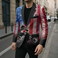 Personalized Motocross Rider Blazer with Distressed American Flag in Red White Blue Grunge Style - Wonder Print Shop