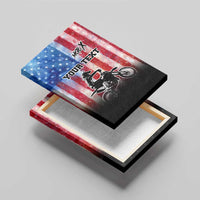 Personalized Motocross Rider Canvas Wall Art with Distressed American Flag in Red White Blue Grunge Style - Wonder Print Shop