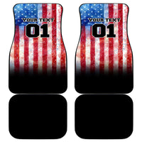 Personalized Motocross Rider Car Mats with Distressed American Flag in Red White Blue Grunge Style - Wonder Print Shop