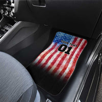 Personalized Motocross Rider Car Mats with Distressed American Flag in Red White Blue Grunge Style - Wonder Print Shop