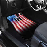 Personalized Motocross Rider Car Mats with Distressed American Flag in Red White Blue Grunge Style - Wonder Print Shop
