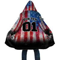 Personalized Motocross Rider Cloak with Distressed American Flag in Red White Blue Grunge Style - Wonder Print Shop