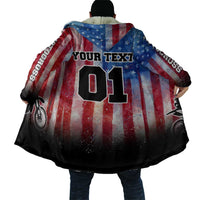 Personalized Motocross Rider Cloak with Distressed American Flag in Red White Blue Grunge Style - Wonder Print Shop