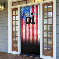 Personalized Motocross Rider Door Cover with Distressed American Flag in Red White Blue Grunge Style - Wonder Print Shop