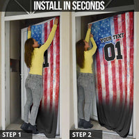 Personalized Motocross Rider Door Cover with Distressed American Flag in Red White Blue Grunge Style - Wonder Print Shop