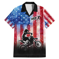 Personalized Motocross Rider Family Matching Mermaid Dress and Hawaiian Shirt with Distressed American Flag in Red White Blue Grunge Style - Wonder Print Shop