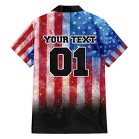Personalized Motocross Rider Family Matching Tank Maxi Dress and Hawaiian Shirt with Distressed American Flag in Red White Blue Grunge Style - Wonder Print Shop
