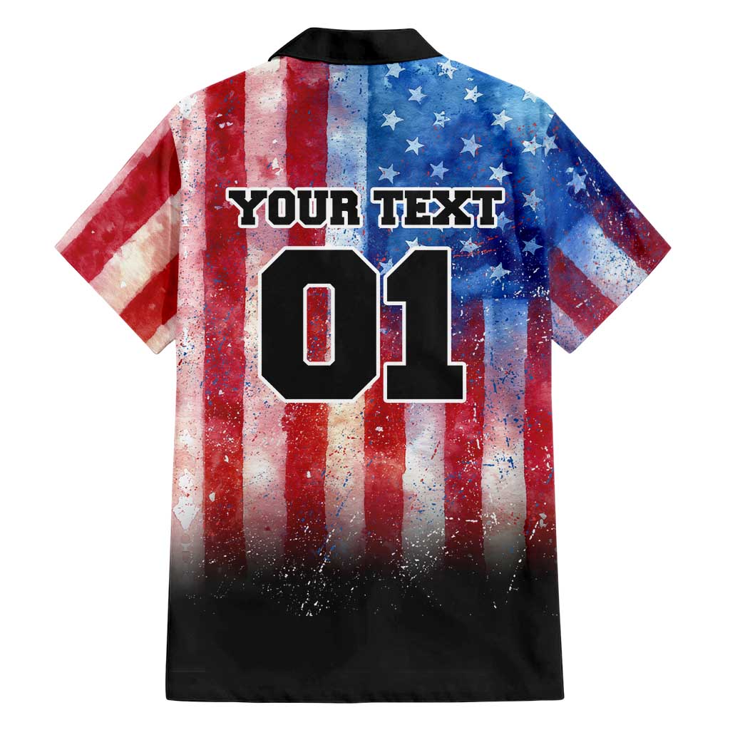 Personalized Motocross Rider Hawaiian Shirt with Distressed American Flag in Red White Blue Grunge Style - Wonder Print Shop