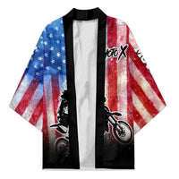 Personalized Motocross Rider Kimono with Distressed American Flag in Red White Blue Grunge Style - Wonder Print Shop