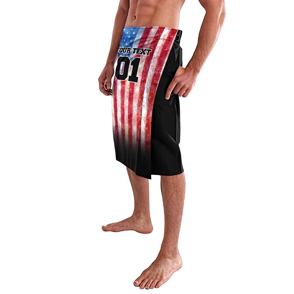 Personalized Motocross Rider Lavalava with Distressed American Flag in Red White Blue Grunge Style - Wonder Print Shop