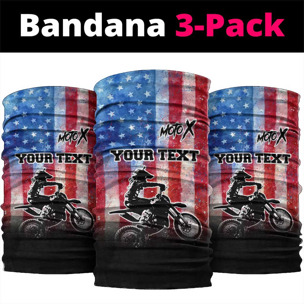 Personalized Motocross Rider Neck Gaiter with Distressed American Flag in Red White Blue Grunge Style - Wonder Print Shop