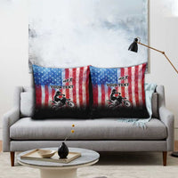 Personalized Motocross Rider Pillow Cover with Distressed American Flag in Red White Blue Grunge Style - Wonder Print Shop