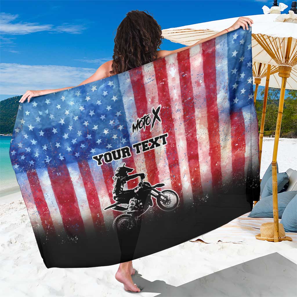 Personalized Motocross Rider Sarong with Distressed American Flag in Red White Blue Grunge Style - Wonder Print Shop