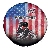 Personalized Motocross Rider Spare Tire Cover with Distressed American Flag in Red White Blue Grunge Style - Wonder Print Shop