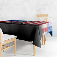 Personalized Motocross Rider Tablecloth with Distressed American Flag in Red White Blue Grunge Style - Wonder Print Shop