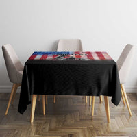 Personalized Motocross Rider Tablecloth with Distressed American Flag in Red White Blue Grunge Style - Wonder Print Shop