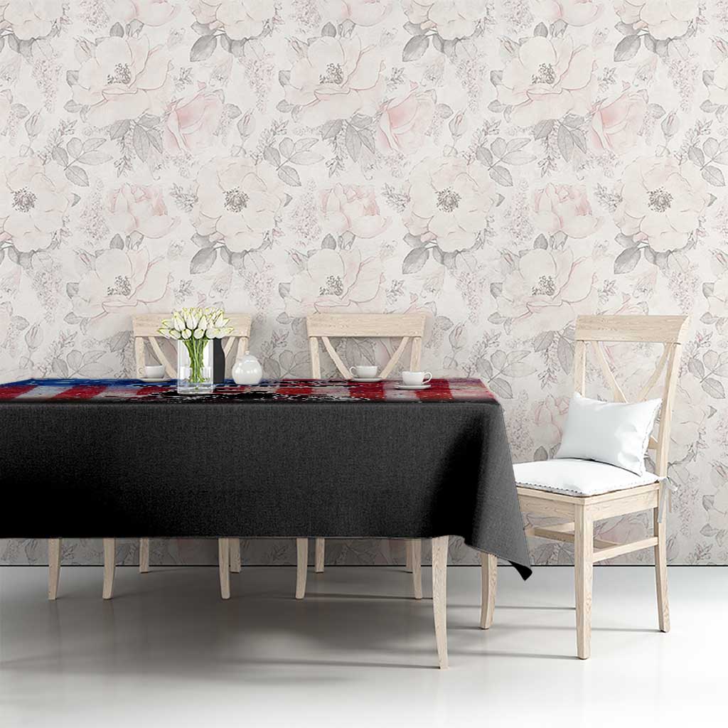 Personalized Motocross Rider Tablecloth with Distressed American Flag in Red White Blue Grunge Style - Wonder Print Shop