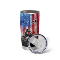 Personalized Motocross Rider Tumbler Cup with Distressed American Flag in Red White Blue Grunge Style - Wonder Print Shop