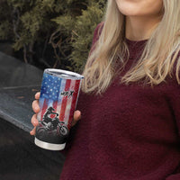 Personalized Motocross Rider Tumbler Cup with Distressed American Flag in Red White Blue Grunge Style - Wonder Print Shop