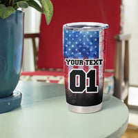 Personalized Motocross Rider Tumbler Cup with Distressed American Flag in Red White Blue Grunge Style - Wonder Print Shop