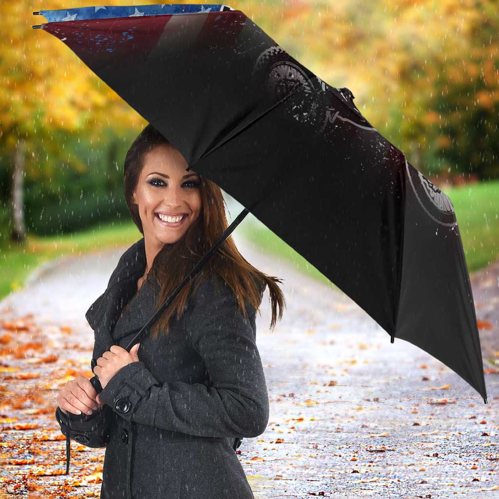 Personalized Motocross Rider Umbrella with Distressed American Flag in Red White Blue Grunge Style - Wonder Print Shop