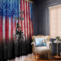 Personalized Motocross Rider Window Curtain with Distressed American Flag in Red White Blue Grunge Style - Wonder Print Shop