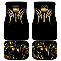 Personalized Golden Tribal Bowling Ball Emblem Car Mats with Black Abstract Metallic Pattern - Wonder Print Shop