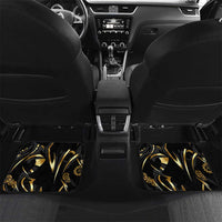 Personalized Golden Tribal Bowling Ball Emblem Car Mats with Black Abstract Metallic Pattern - Wonder Print Shop