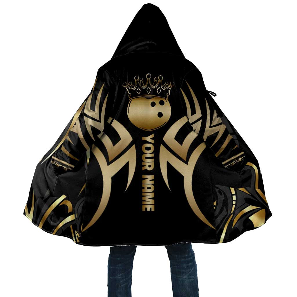 Personalized Golden Tribal Bowling Ball Emblem Cloak with Black Abstract Metallic Pattern - Wonder Print Shop