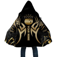 Personalized Golden Tribal Bowling Ball Emblem Cloak with Black Abstract Metallic Pattern - Wonder Print Shop