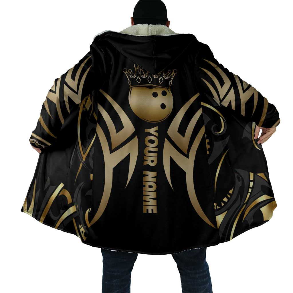 Personalized Golden Tribal Bowling Ball Emblem Cloak with Black Abstract Metallic Pattern - Wonder Print Shop
