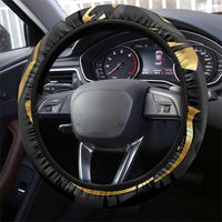 Golden Tribal Bowling Ball Emblem Steering Wheel Cover with Black Abstract Metallic Pattern - Wonder Print Shop