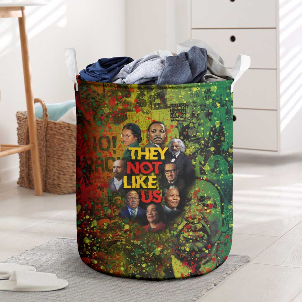 Black History Portrait Collage Laundry Basket Africa Empowering They Not Like Us Quote in Grunge Paint - Wonder Print Shop