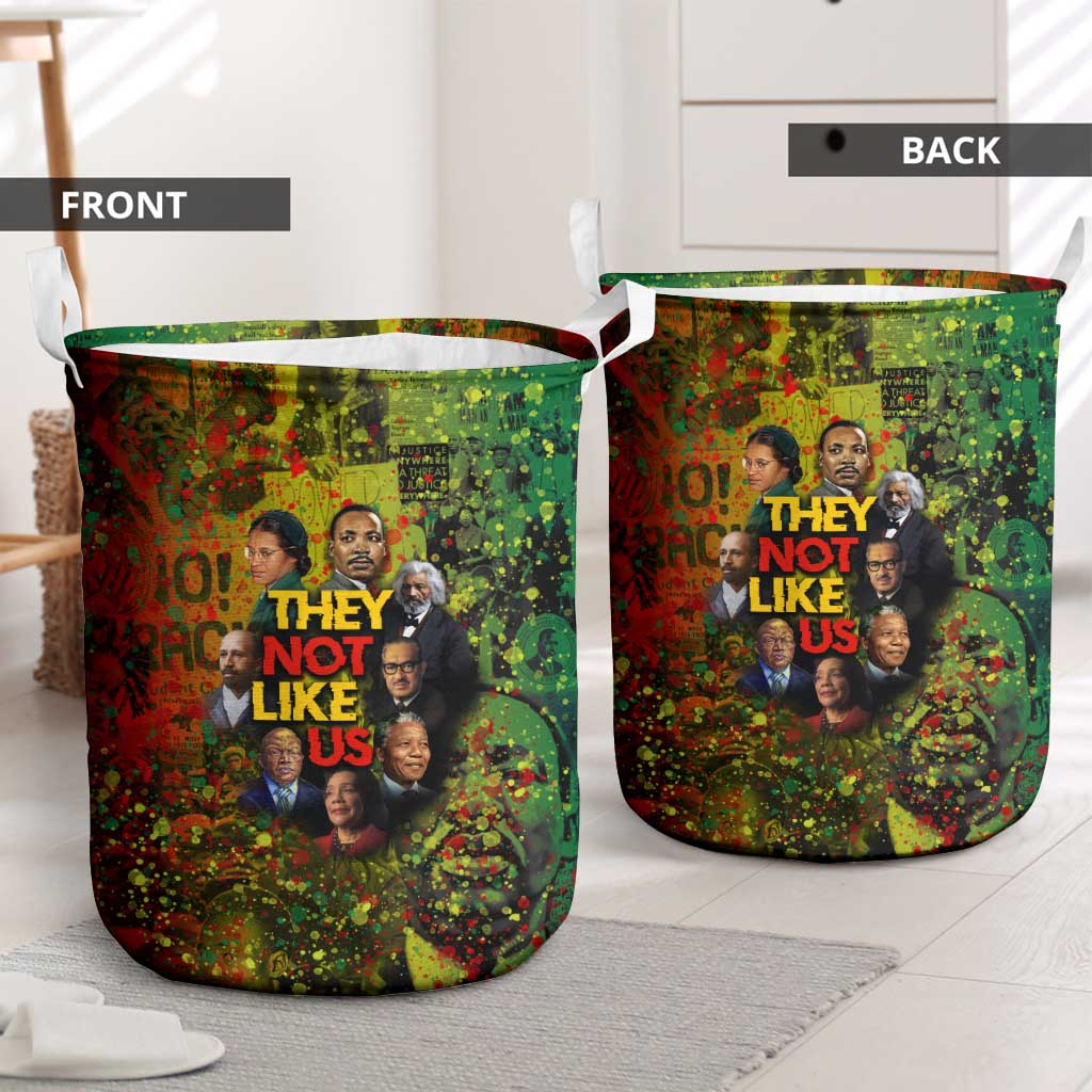 Black History Portrait Collage Laundry Basket Africa Empowering They Not Like Us Quote in Grunge Paint - Wonder Print Shop