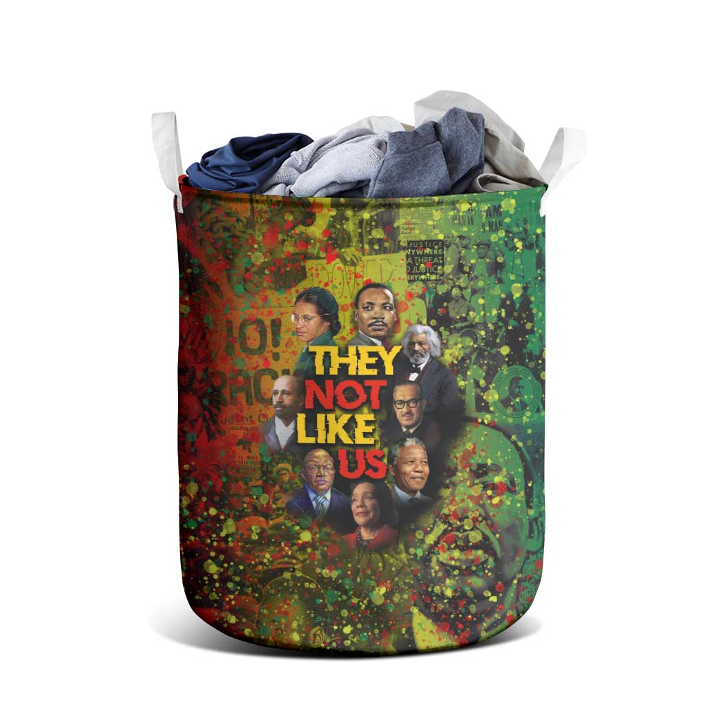 Black History Portrait Collage Laundry Basket Africa Empowering They Not Like Us Quote in Grunge Paint - Wonder Print Shop