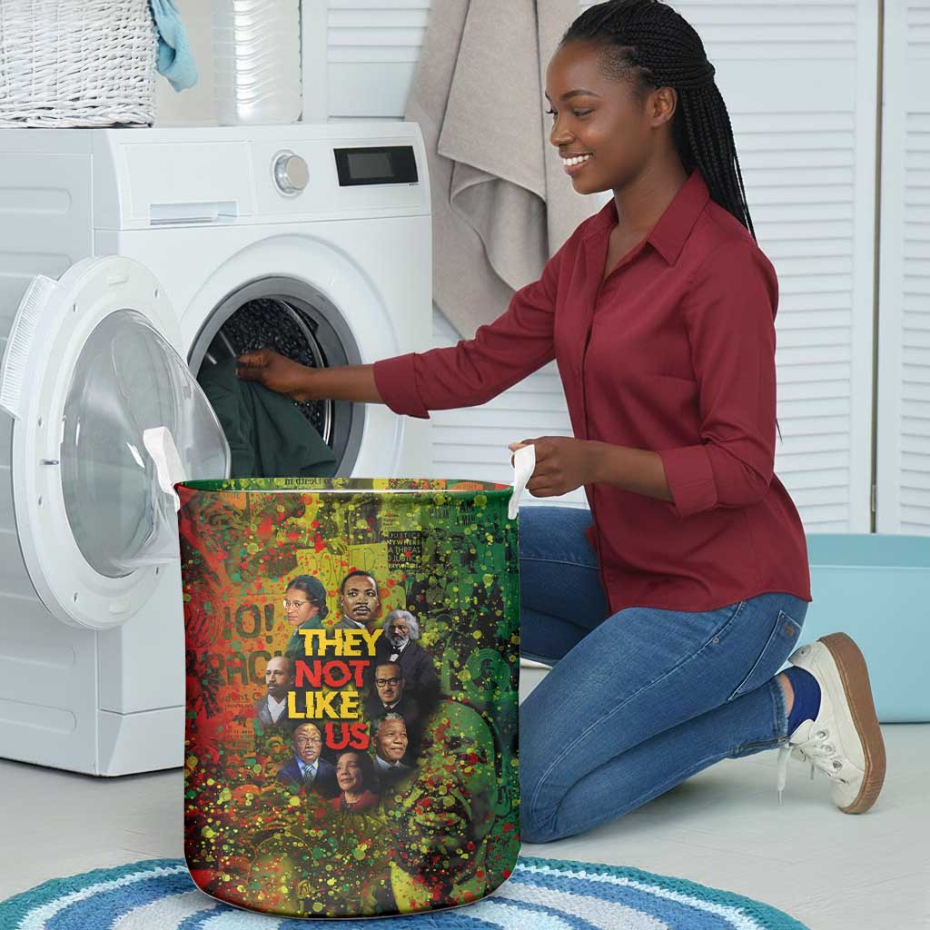 Black History Portrait Collage Laundry Basket Africa Empowering They Not Like Us Quote in Grunge Paint - Wonder Print Shop