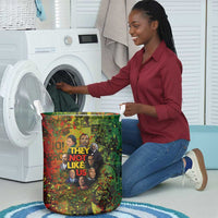 Black History Portrait Collage Laundry Basket Africa Empowering They Not Like Us Quote in Grunge Paint - Wonder Print Shop