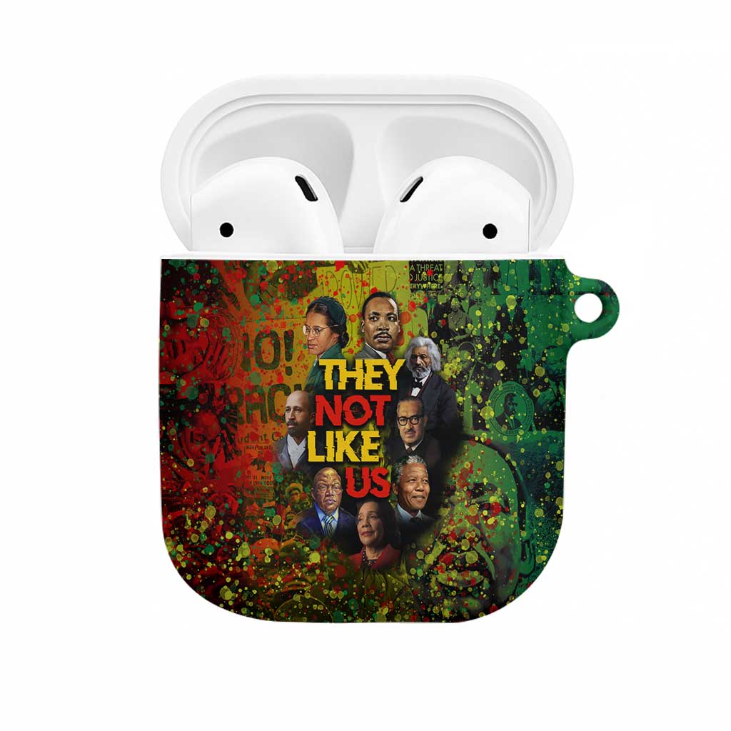 Black History Portrait Collage AirPods Case Africa Empowering They Not Like Us Quote in Grunge Paint - Wonder Print Shop