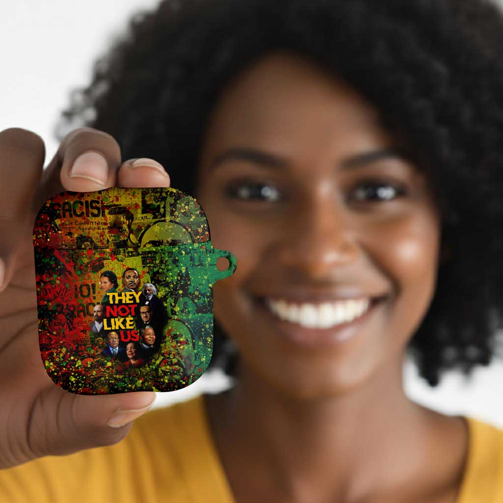 Black History Portrait Collage AirPods Case Africa Empowering They Not Like Us Quote in Grunge Paint - Wonder Print Shop