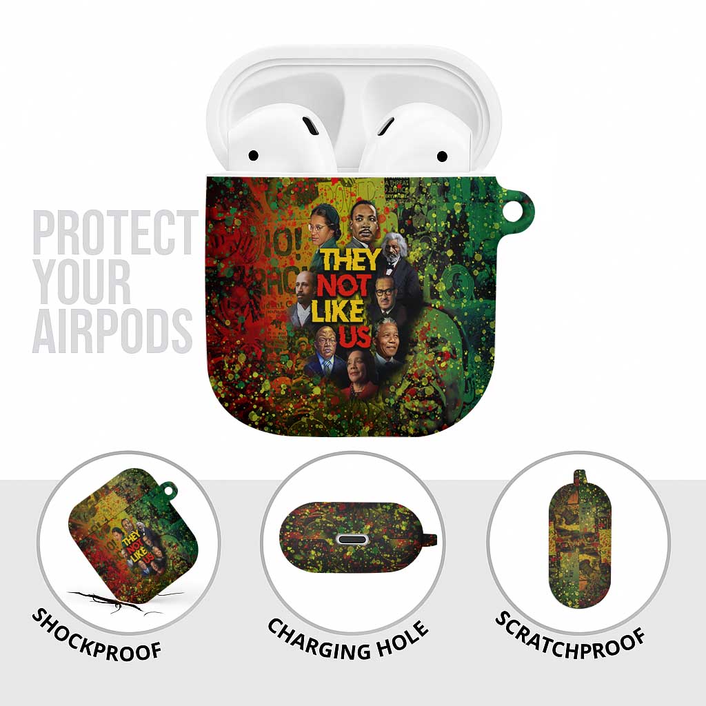 Black History Portrait Collage AirPods Case Africa Empowering They Not Like Us Quote in Grunge Paint - Wonder Print Shop