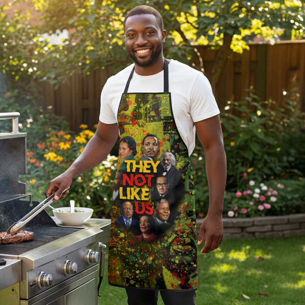 Black History Portrait Collage Apron Africa Empowering They Not Like Us Quote in Grunge Paint - Wonder Print Shop