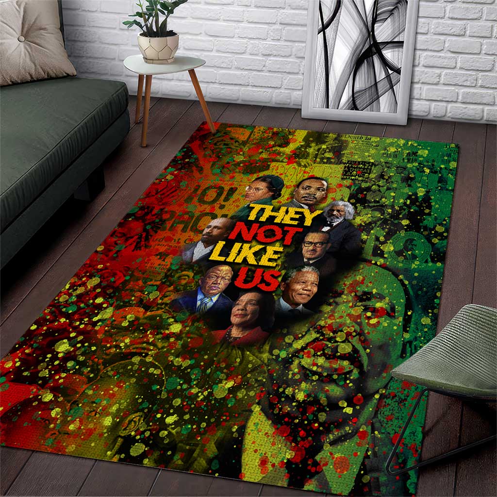 Black History Portrait Collage Area Rug Africa Empowering They Not Like Us Quote in Grunge Paint - Wonder Print Shop
