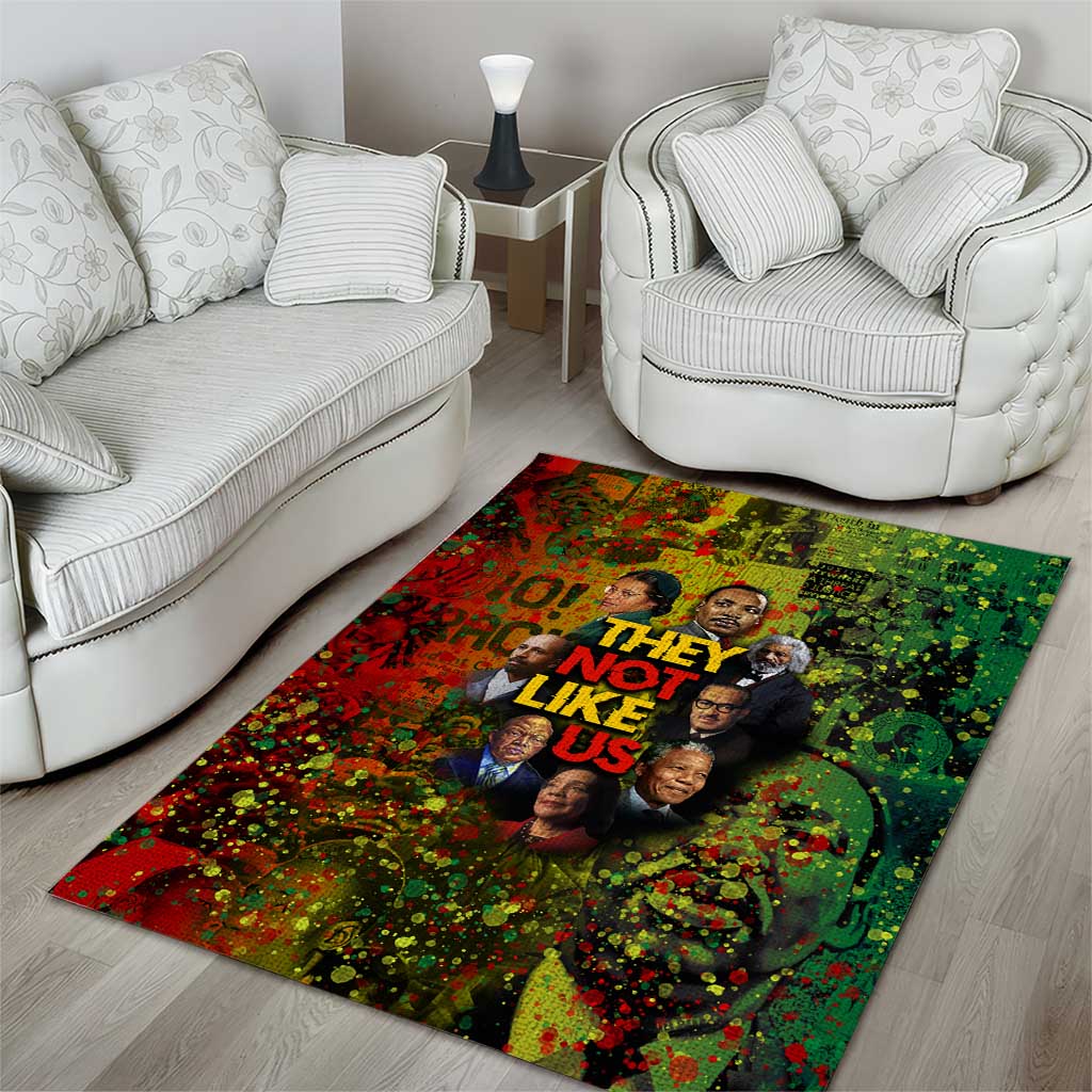 Black History Portrait Collage Area Rug Africa Empowering They Not Like Us Quote in Grunge Paint - Wonder Print Shop